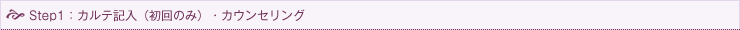 Step1：カルテ記入（初回のみ）・カウンセリング